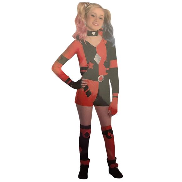 DC Harley Quinn Halloween Costume Cosplay Dress Up Girls Size Large 12-14 NWT - Picture 1 of 3